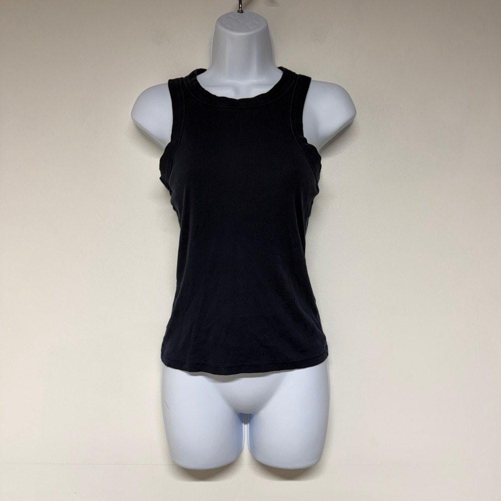 Cotton Citizen Women XS Ribbed Racerback Tank Top High Neck Sleeveless Blue